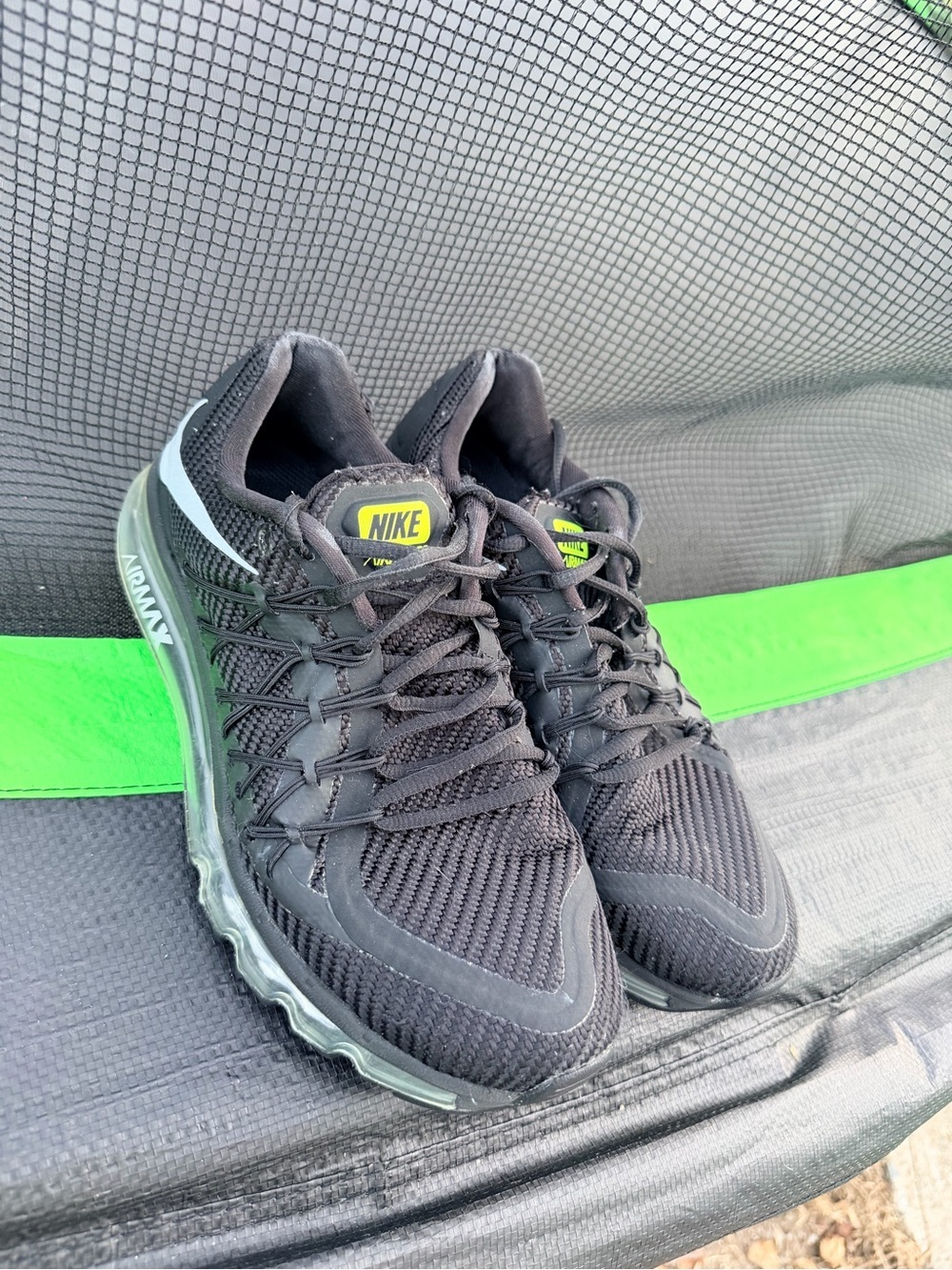Nike Black Sneakers with Neon Yellow Accents
